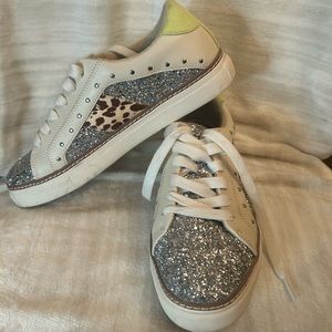 Crown Vintage Glitter & Leopard Sneakers